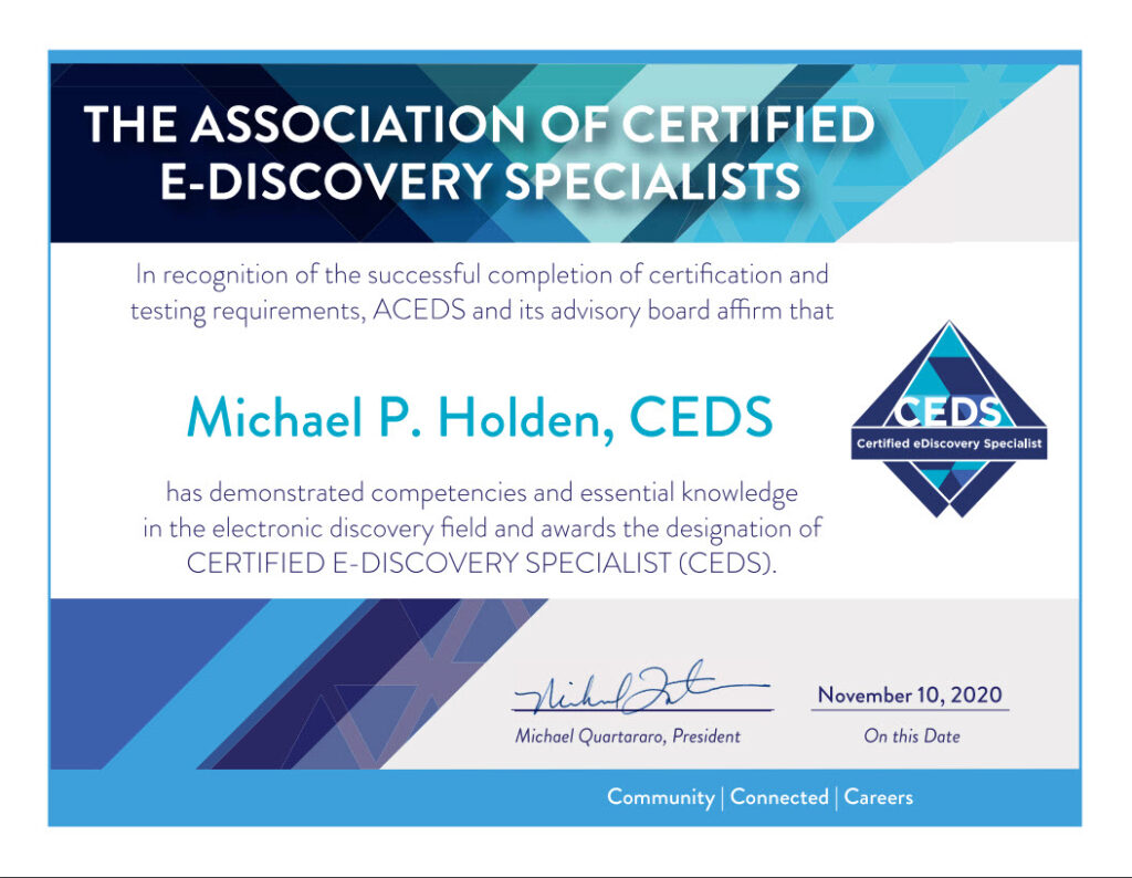 Mike Holden CEDS Certification